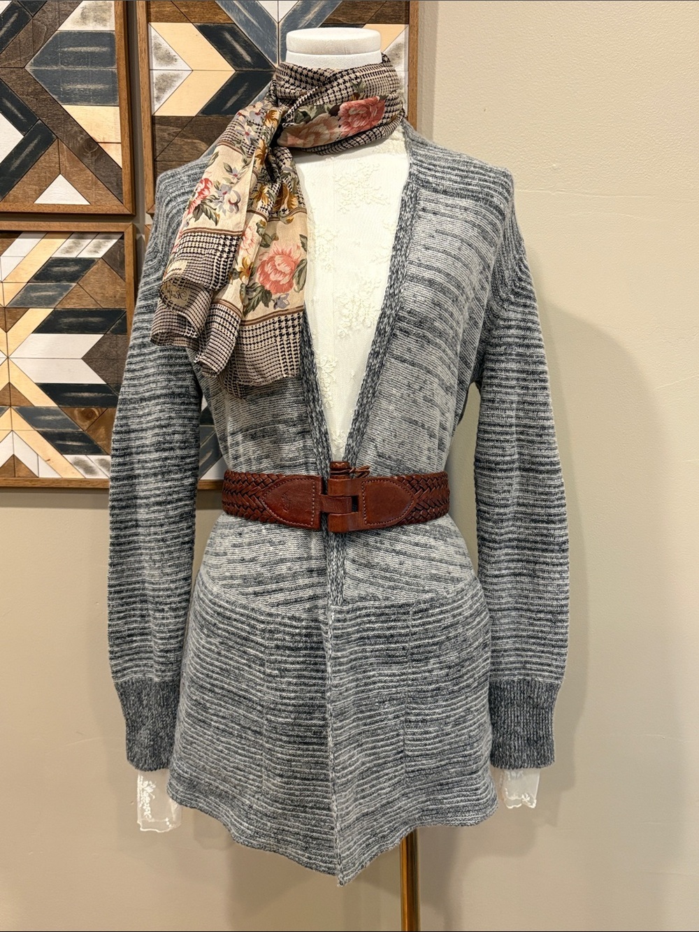 Banana Republic Merino Wool Blend Heather Grey Knit Cardigan Sweater size XS